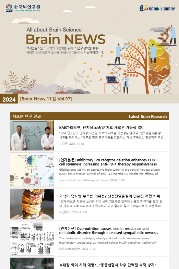 [Brain News 11월 Vol.97] KAIST·화학연, 난치성 뇌종양 치료 새로운 가능성 열어