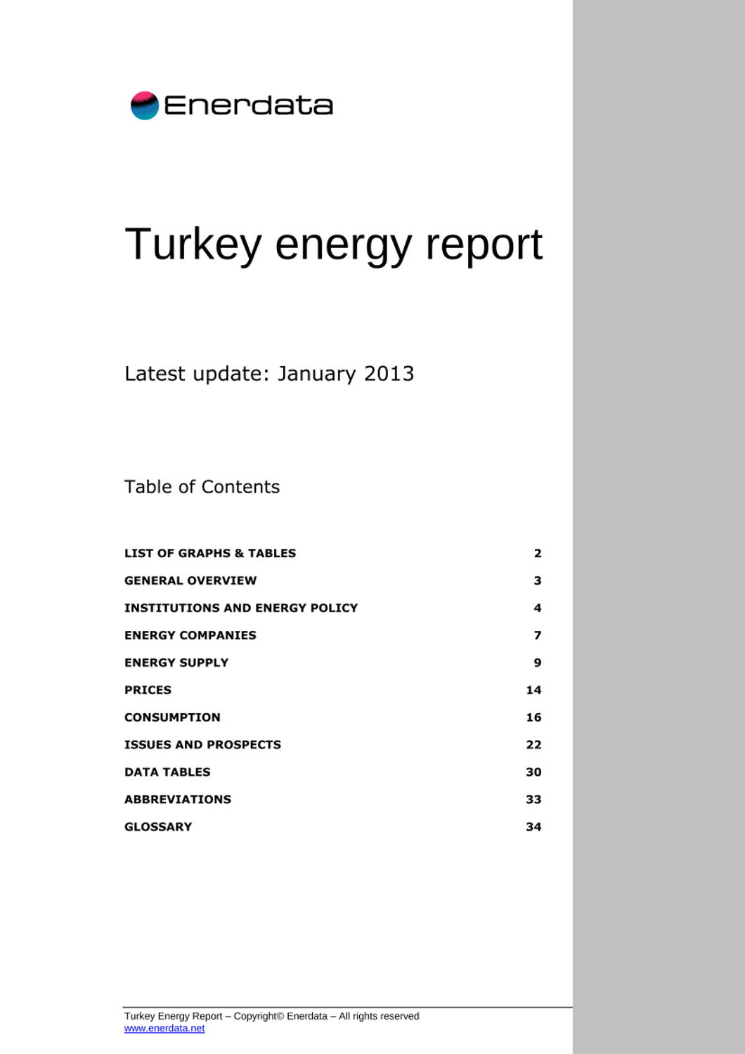 Turkey Energy Report, January 2013