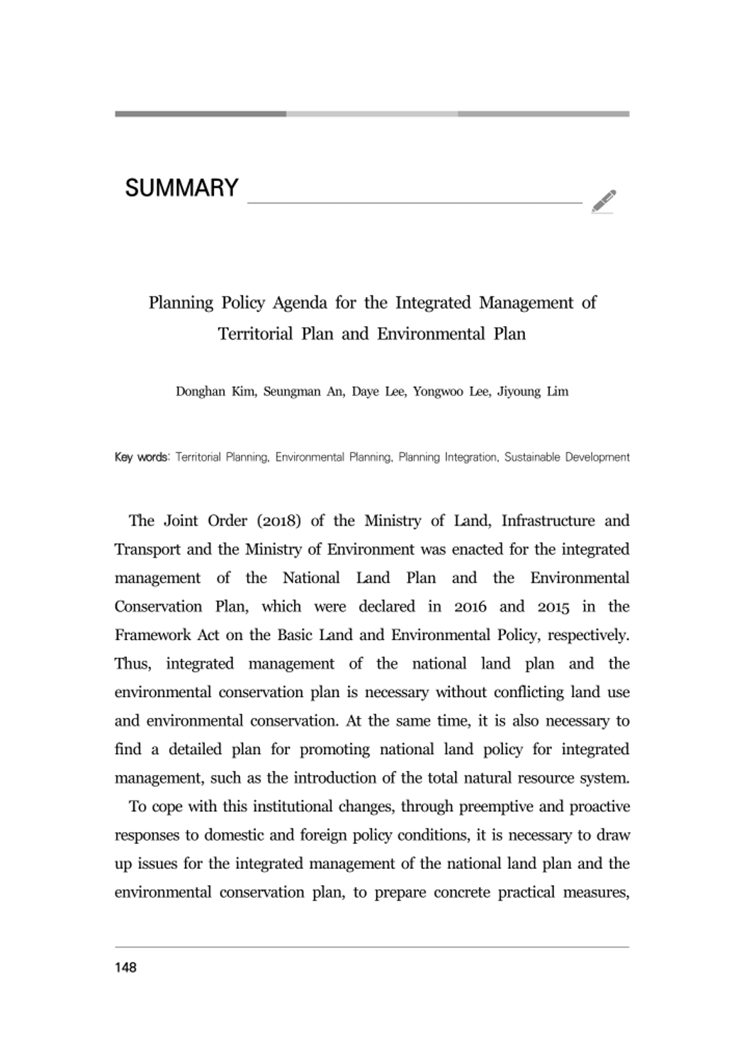 Planning Policy Agenda for the Integrated Management of Territorial ...